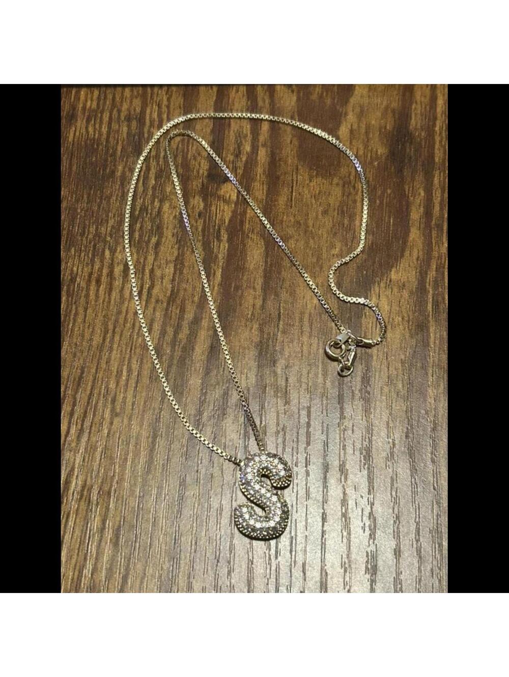Unwritten Silver-Tone Rhinestone Initial S Pendant Necklace